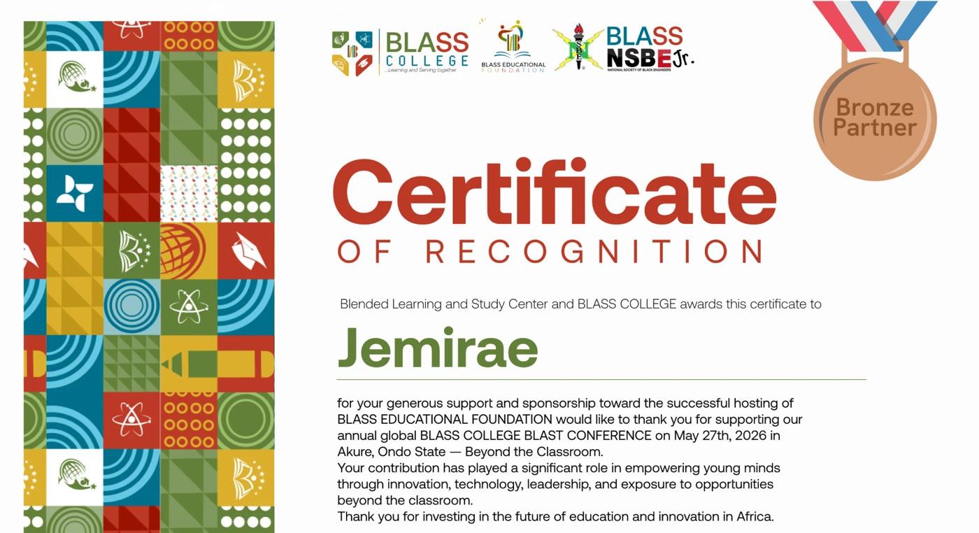 Certificate of Recognition, 28 May 2026